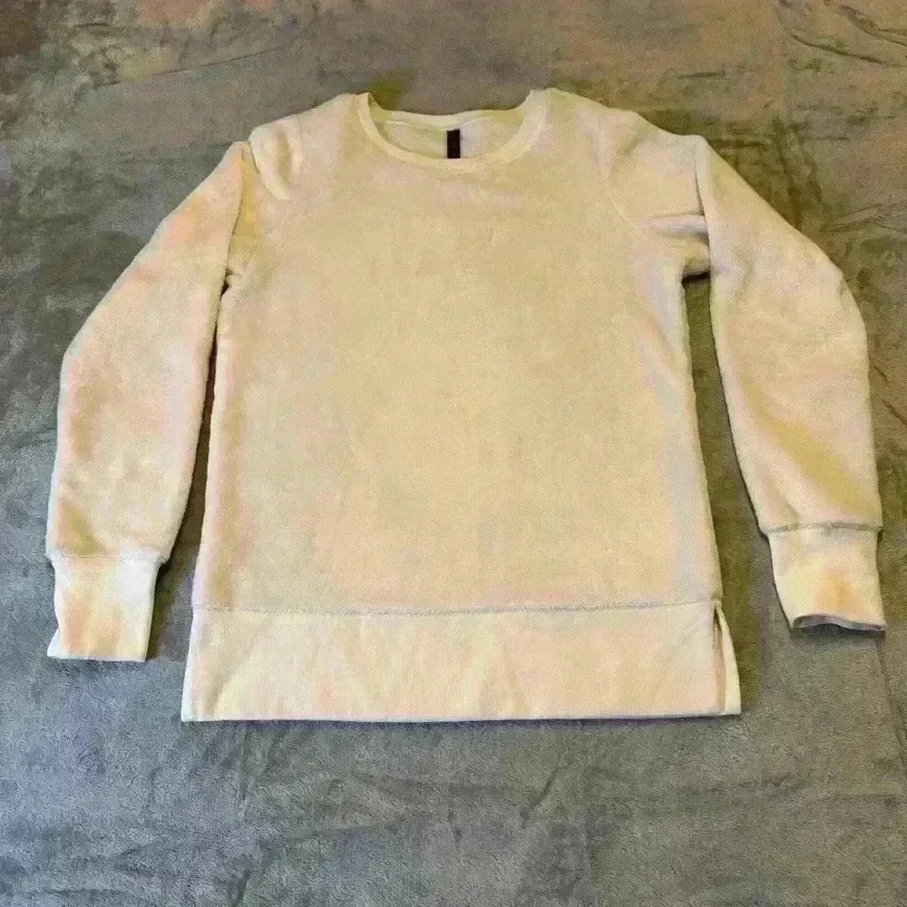 Gaiam Sweater Women's XS Fleece Sherpa Crew Neck Sweater Side‎ Slit